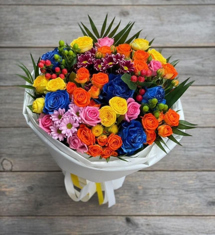 Букет цветов из: Розы и Хризантемы в Данки