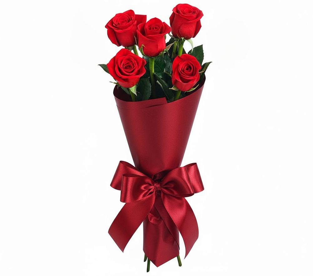 Букет 5 Красных роз Эдлесс Лав в Данки