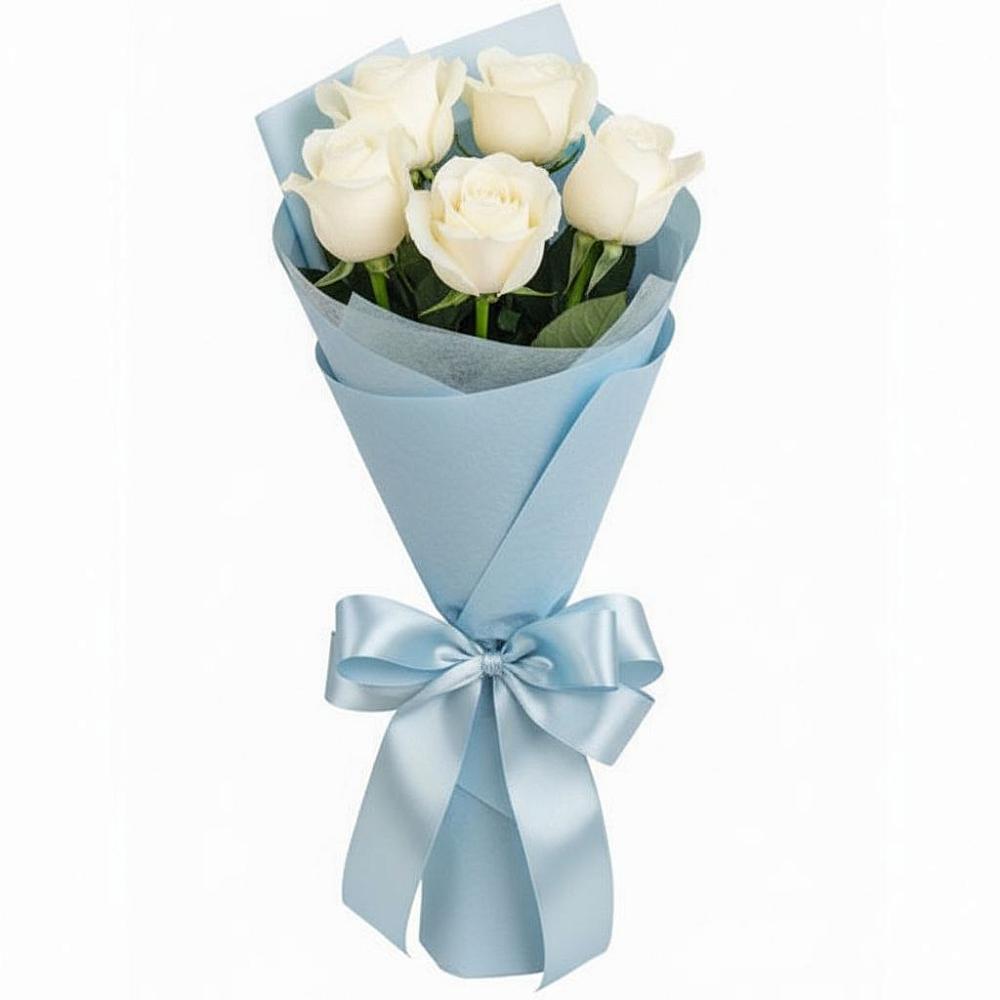 Букет 5 Белых роз Проуд в Данки