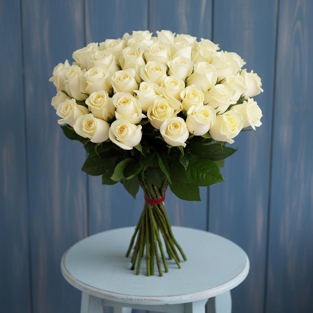 Букет 51 Белая роза Эдлесс Лав в Данки