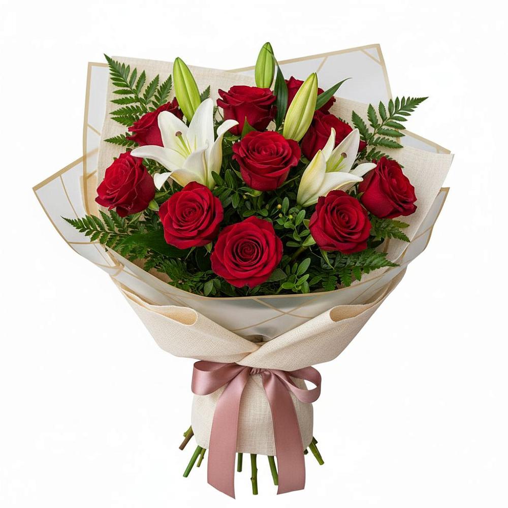 Букет цветов из: Лилии и Розы в Данки