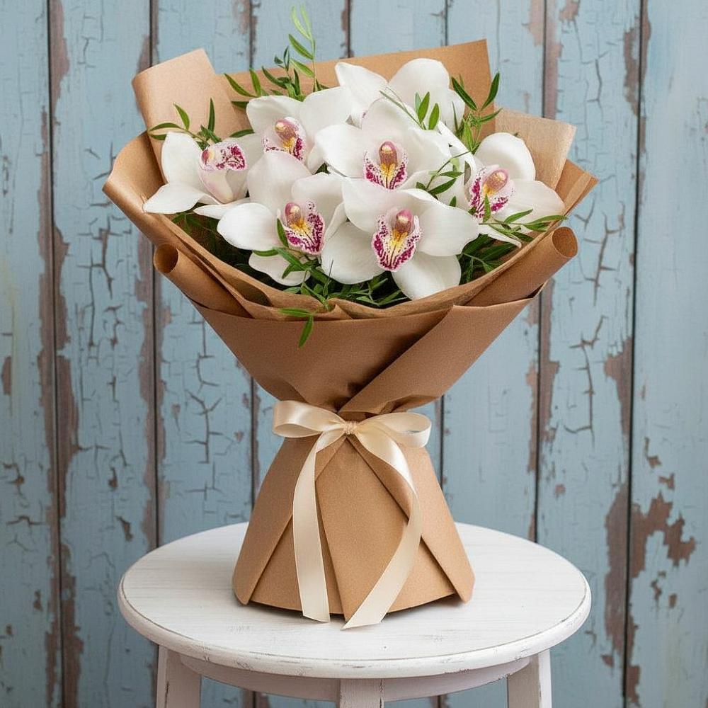 Букет цветов из: Орхидеи и Розы в Данки