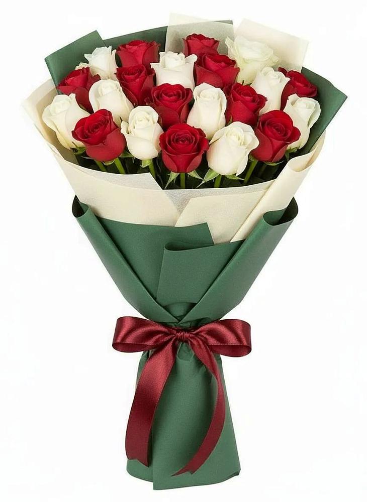 Букет Микс из красных и белых роз в Данки