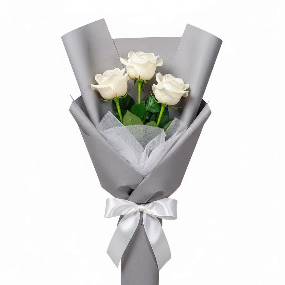 Букет 3 белые розы в Данки