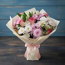 Букет цветов из:  Хризантемы, Альстромерии и Розы в Данки