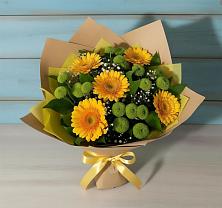 Букет цветов из:  Герберы и Хризантемы в Данки
