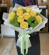 Букет цветов из:  Хризантемы и Розы в Данки