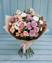 Букет цветов из:  Хризантемы, Розы и Альстромерии в Данки